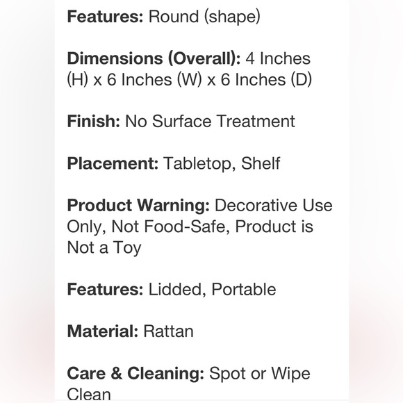 HEARTH & HAND NWT woven basket with lid -natural -medium -4x6 - Picture 8 of 8